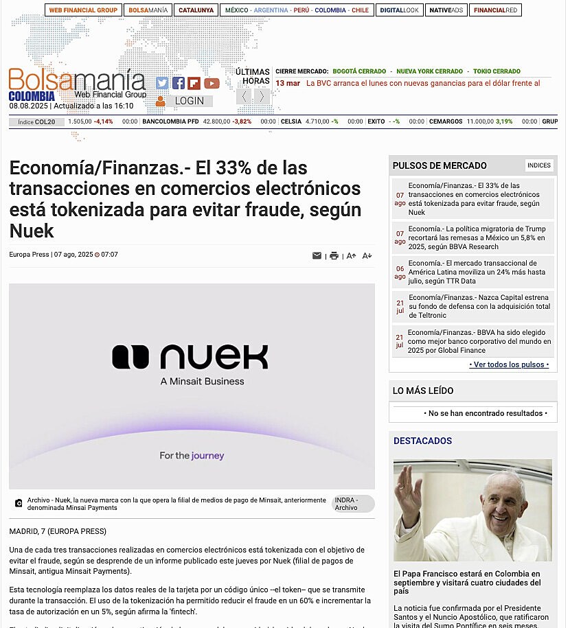 El 33% de las transacciones en comercios electrnicos est tokenizada para evitar fraude, segn Nuek